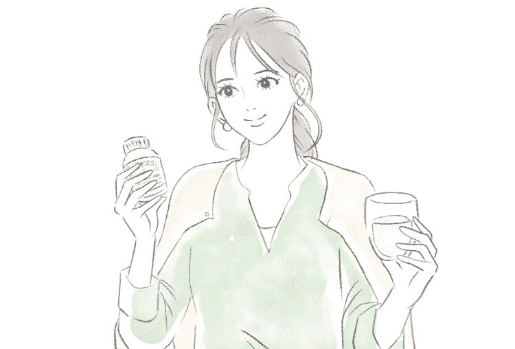 ビオスリーを持つ女性