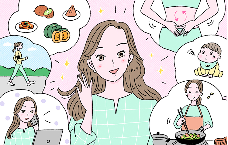 さまざまな腸活を試す女性のイメージ